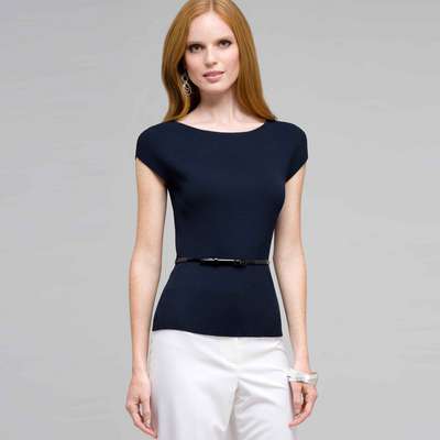 Belted Boat Neck Sleeve Top