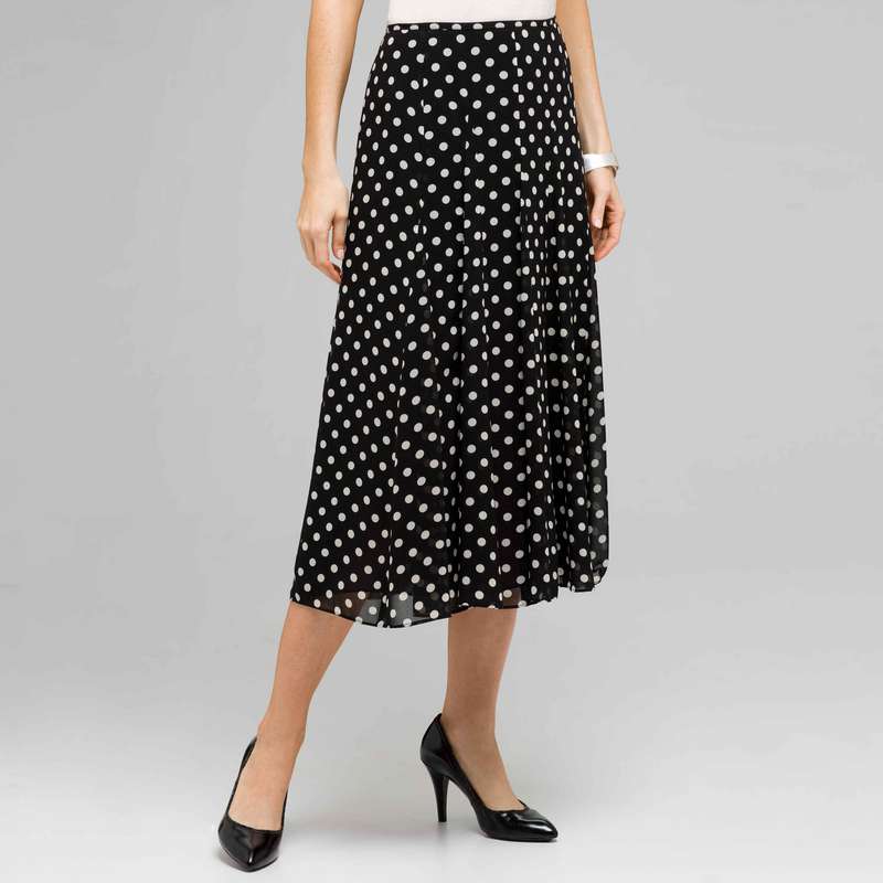 Show Stopper Dot Print Skirt, Black & Ivory, large image number 0